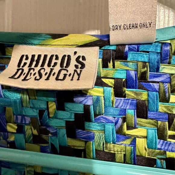 Chicos Design Womens Silk Jacket Blazer Sz 1 (M) Multicolor Basketweave Workwear - Picture 8 of 8